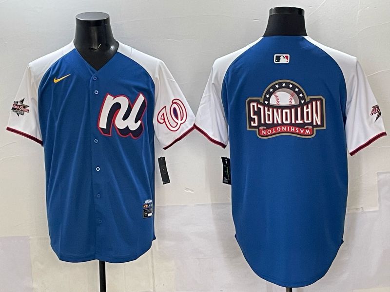 Men Washington Nationals Blank Blue All star 2025 Nike MLB Jersey style 04->milwaukee brewers->MLB Jersey